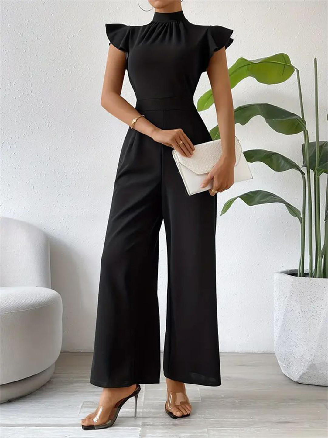 StyleCast Black High Neck Basic Jumpsuit