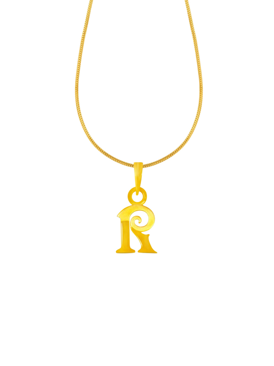 BHIMA 22K BIS Hallmark 916 Purity Yellow Gold Rising R Gold Initial Pendant