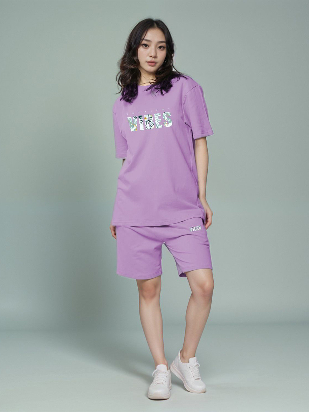 FITIN OUTFIT Printed Pure Cotton T-Shirt With Shorts Co-Ords