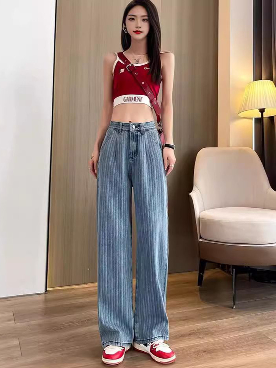 StyleCast Women Straight Fit High-Rise with Side Stripe Jeans
