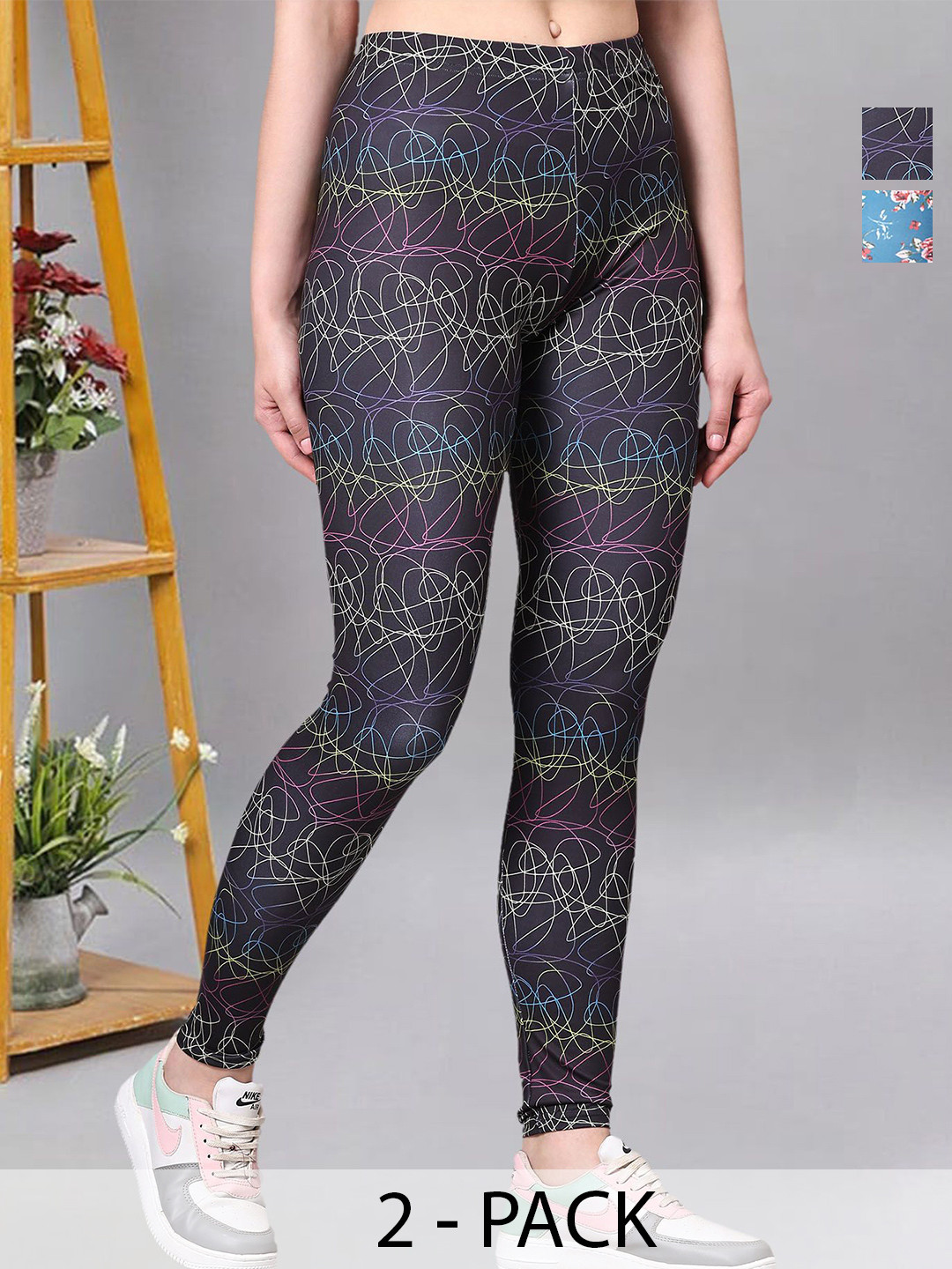 DTR FASHION Women 2-Pcs Printed Stretchable Jeggings
