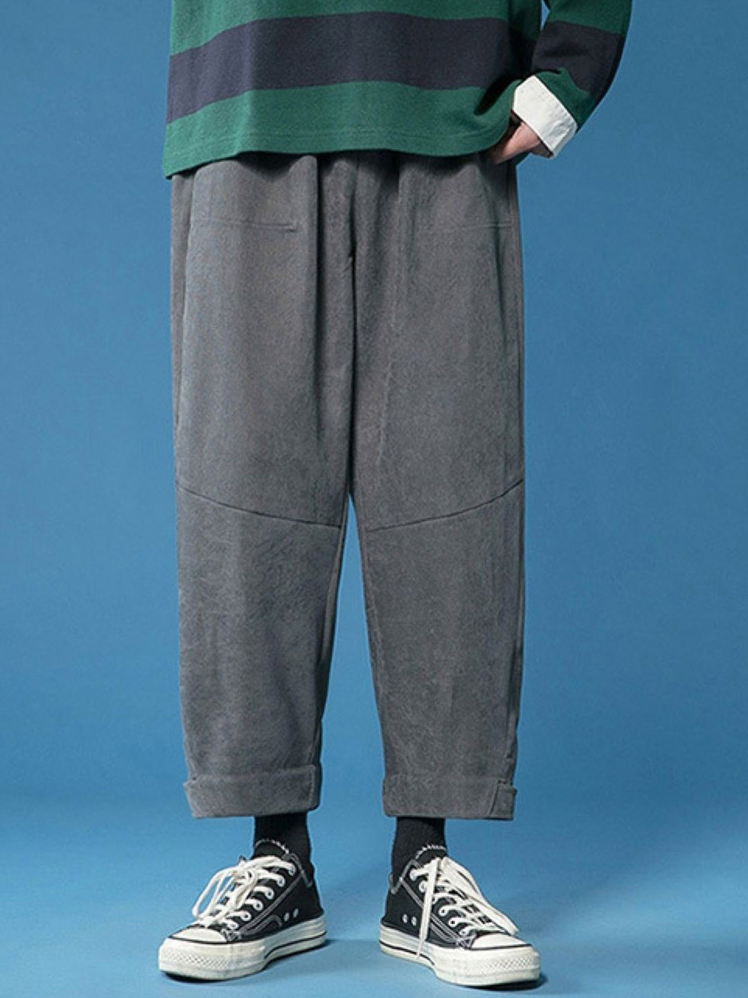 Men Relaxed Fit Mid-Rise Korean Pants