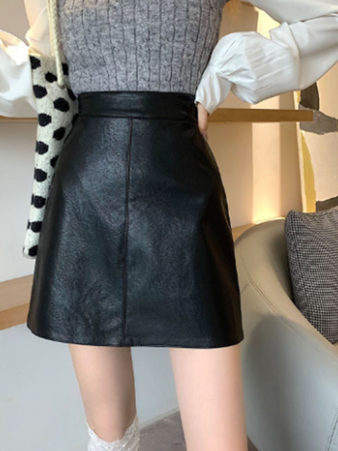 StyleCast Women PU Coated A-Line Mini Skirts