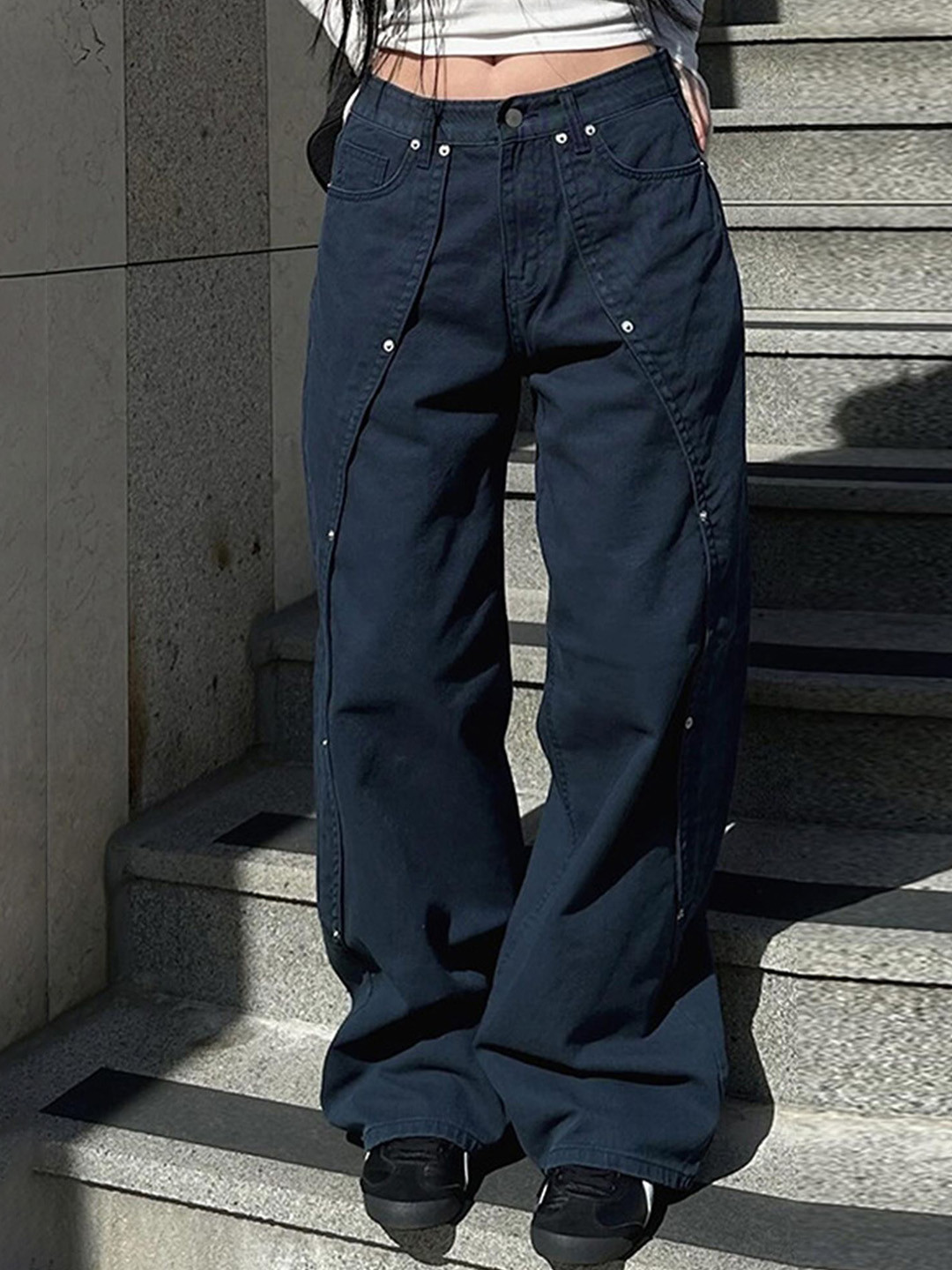 LULU & SKY Women Wide Leg Low-Rise Jeans