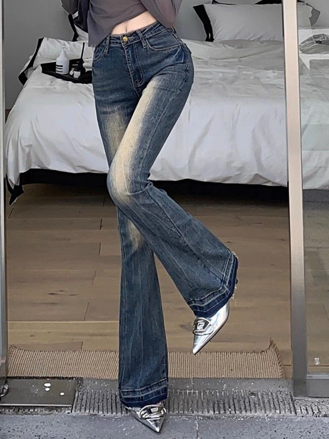 StyleCast Women Bootcut High-Rise Medium Fade Jeans