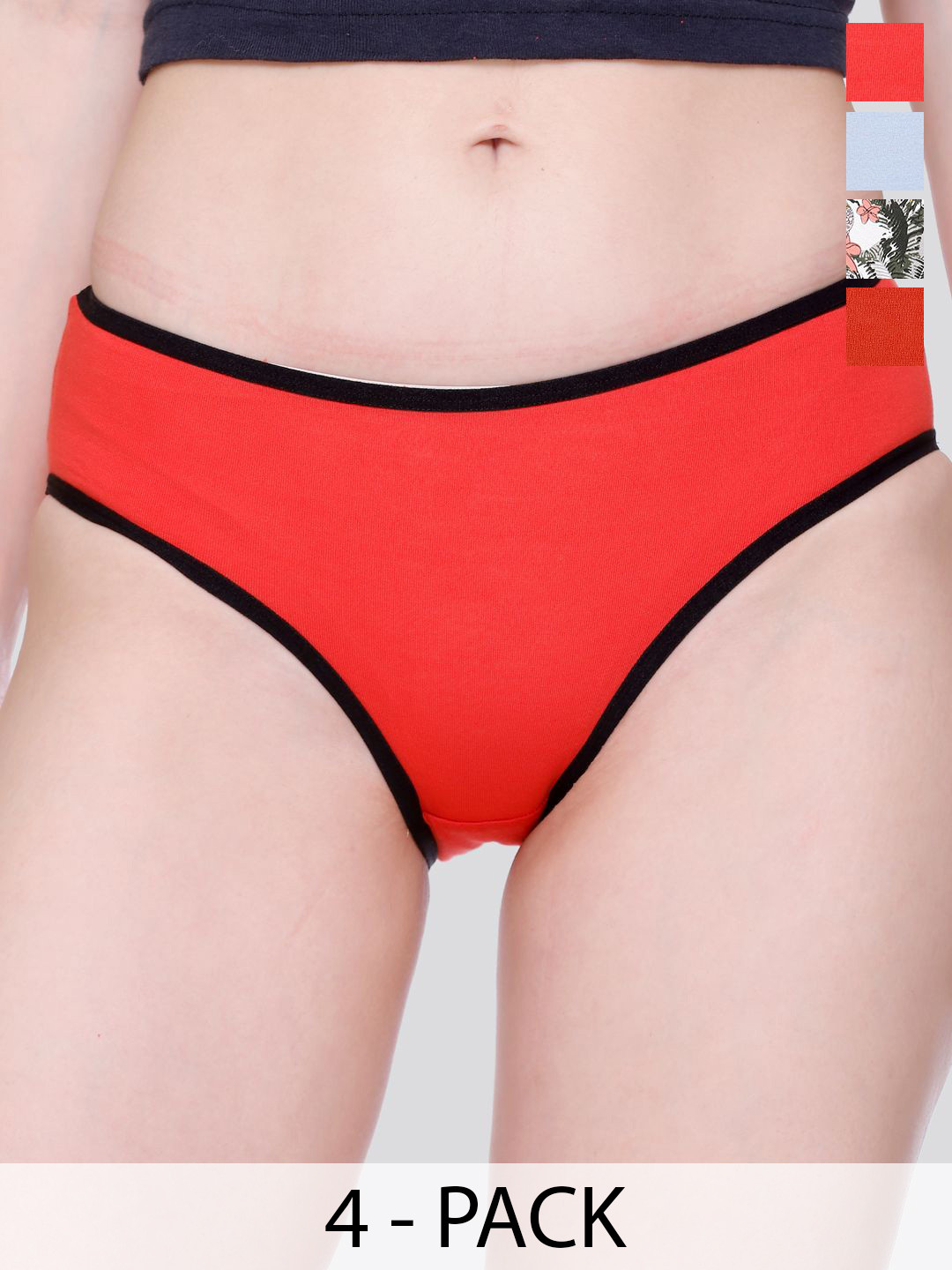Skidlers Pack Of 4 Cotton Hipster Briefs 4SKD-BRIEF-20-RED-20-SKY-20-RUST-52-PRINT-2XL