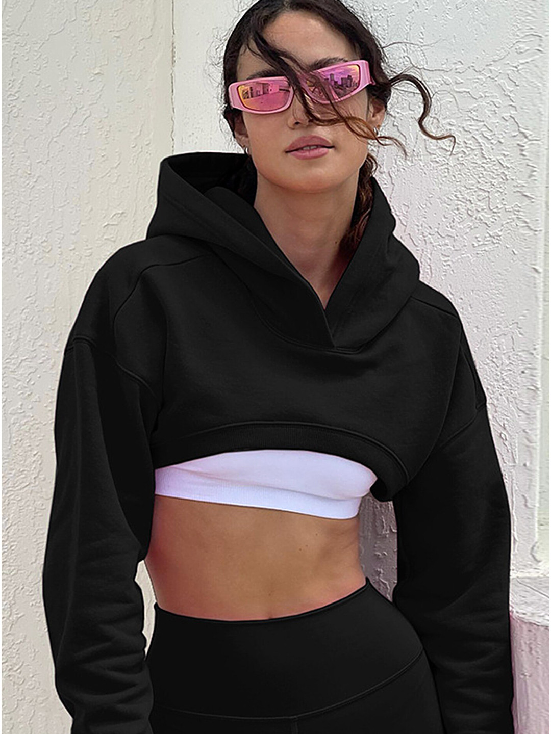 LULU & SKY Hooded Long Sleeve Cropped Sweatshirt
