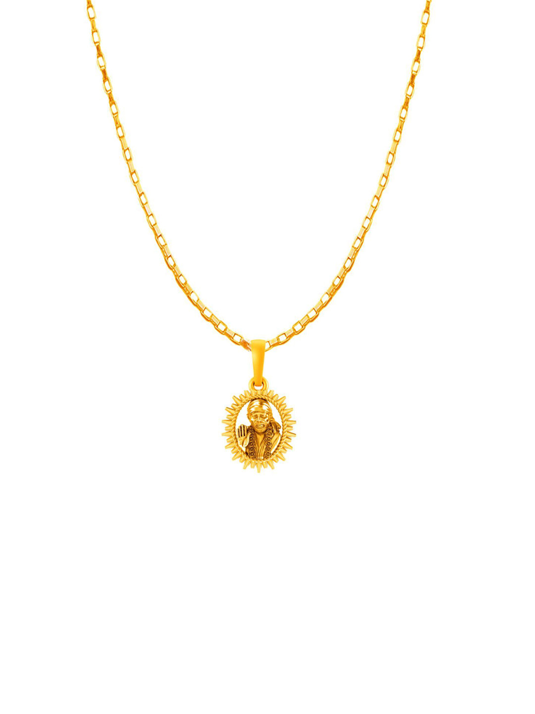 Metronaut Men 22KT Gold-Plated Sai Baba Shaped Pendant With Chain