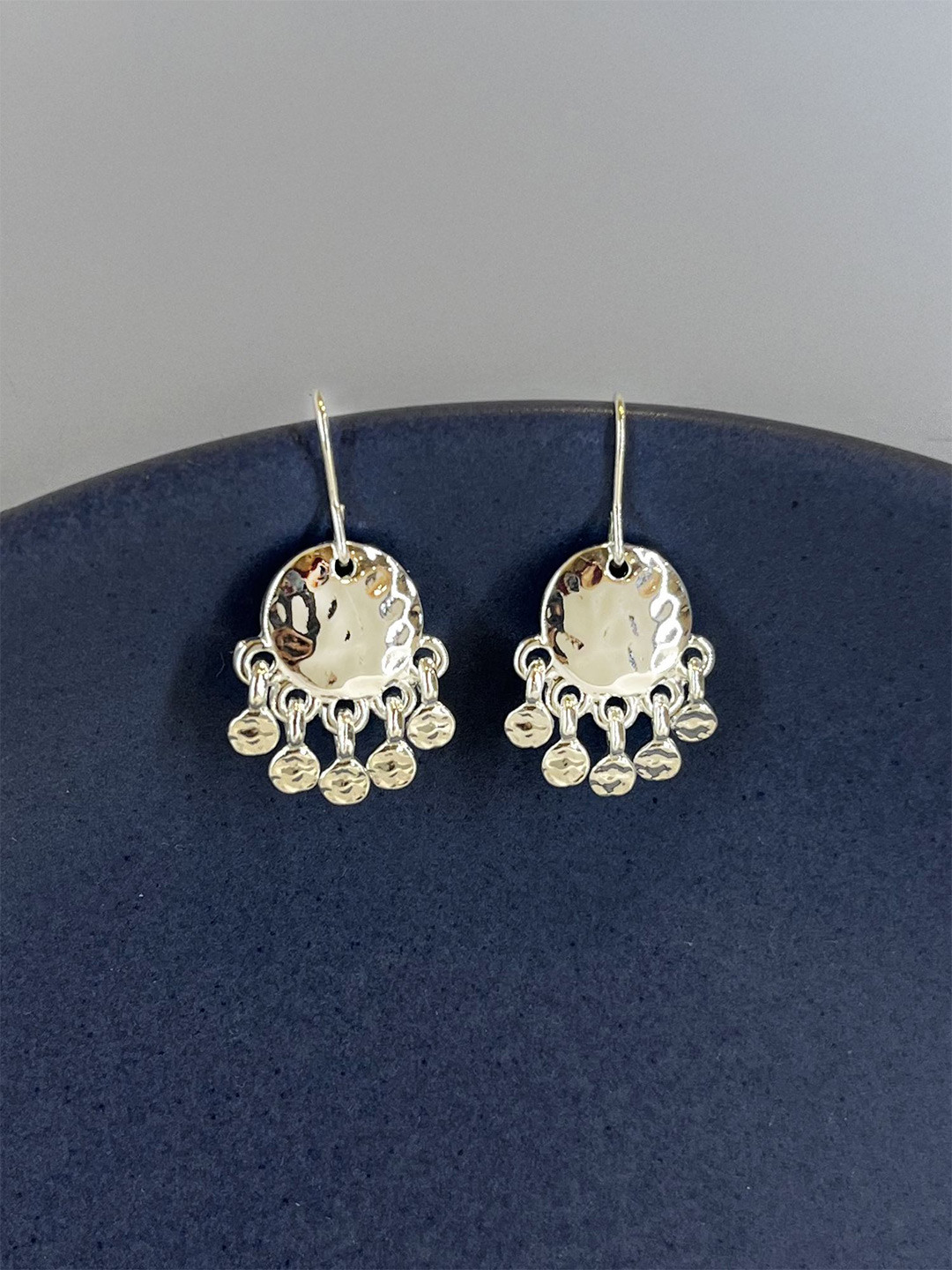 Accessorize London Circular Shaped Hammered Disc Drop Earrings