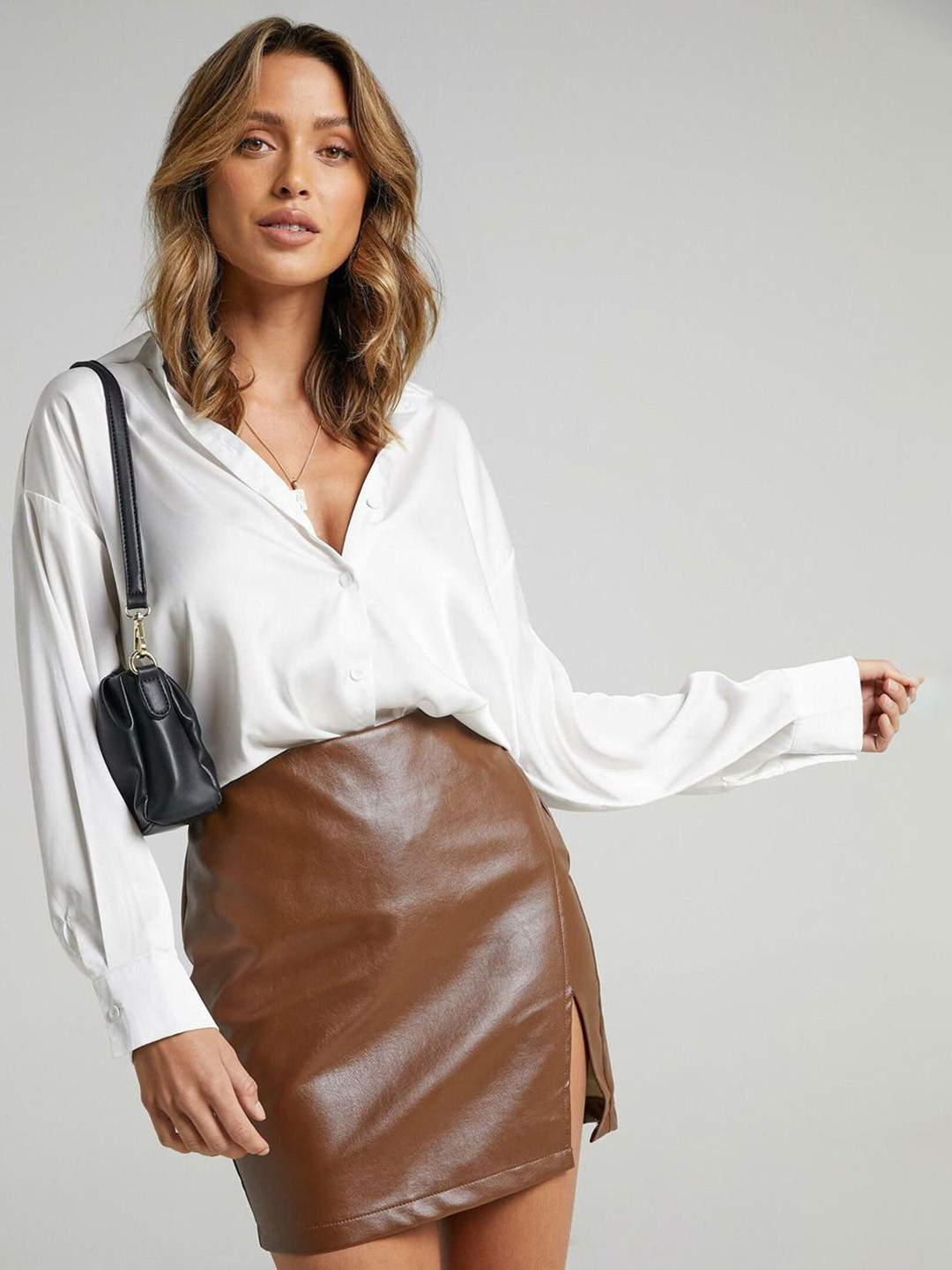 StyleCast x Revolte Women Side Slit Pencil Slip On Mini Skirt