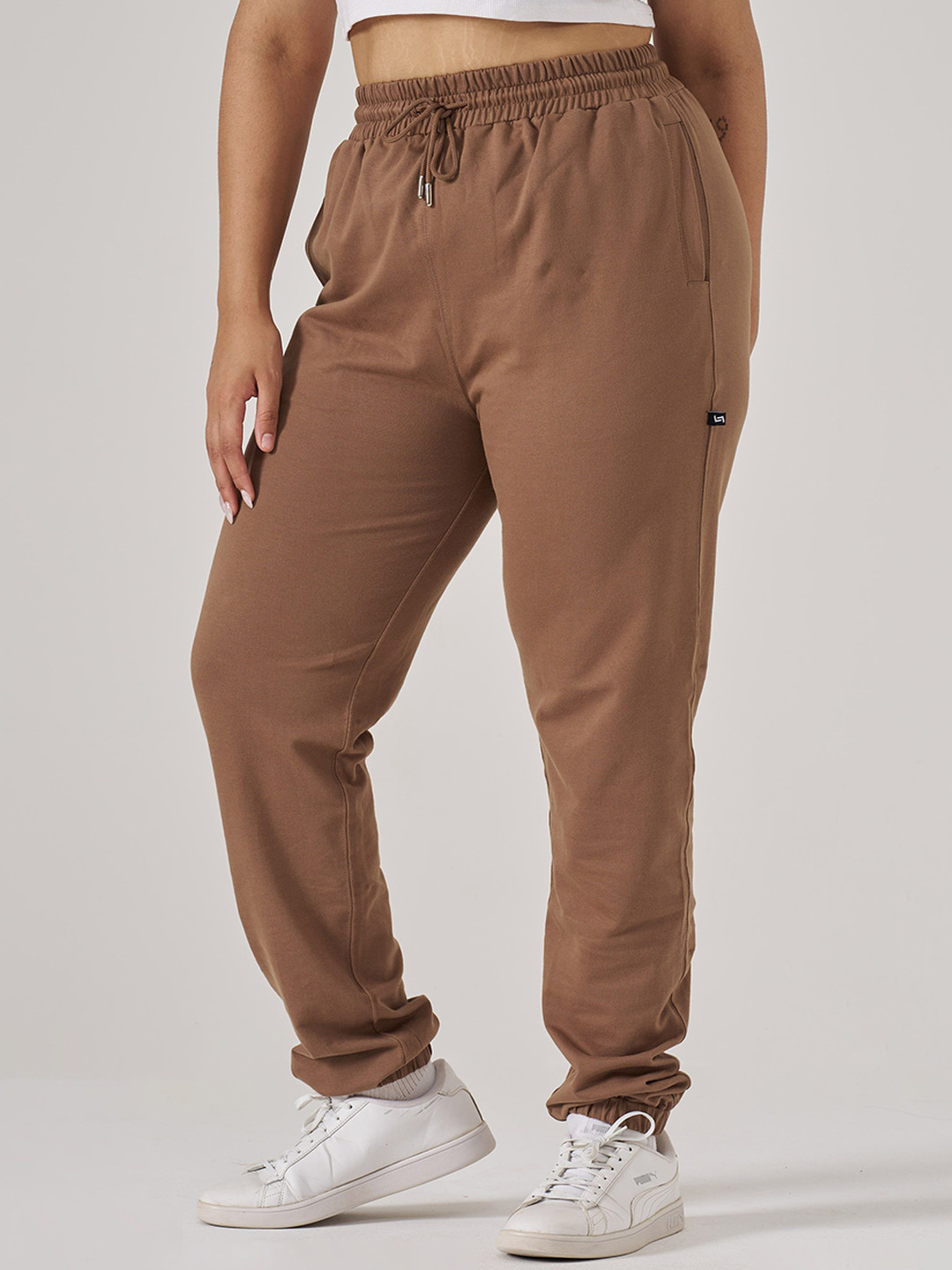 SPIRIT ANIMAL Women Plus Size High Waist Loose Fit Cotton Joggers