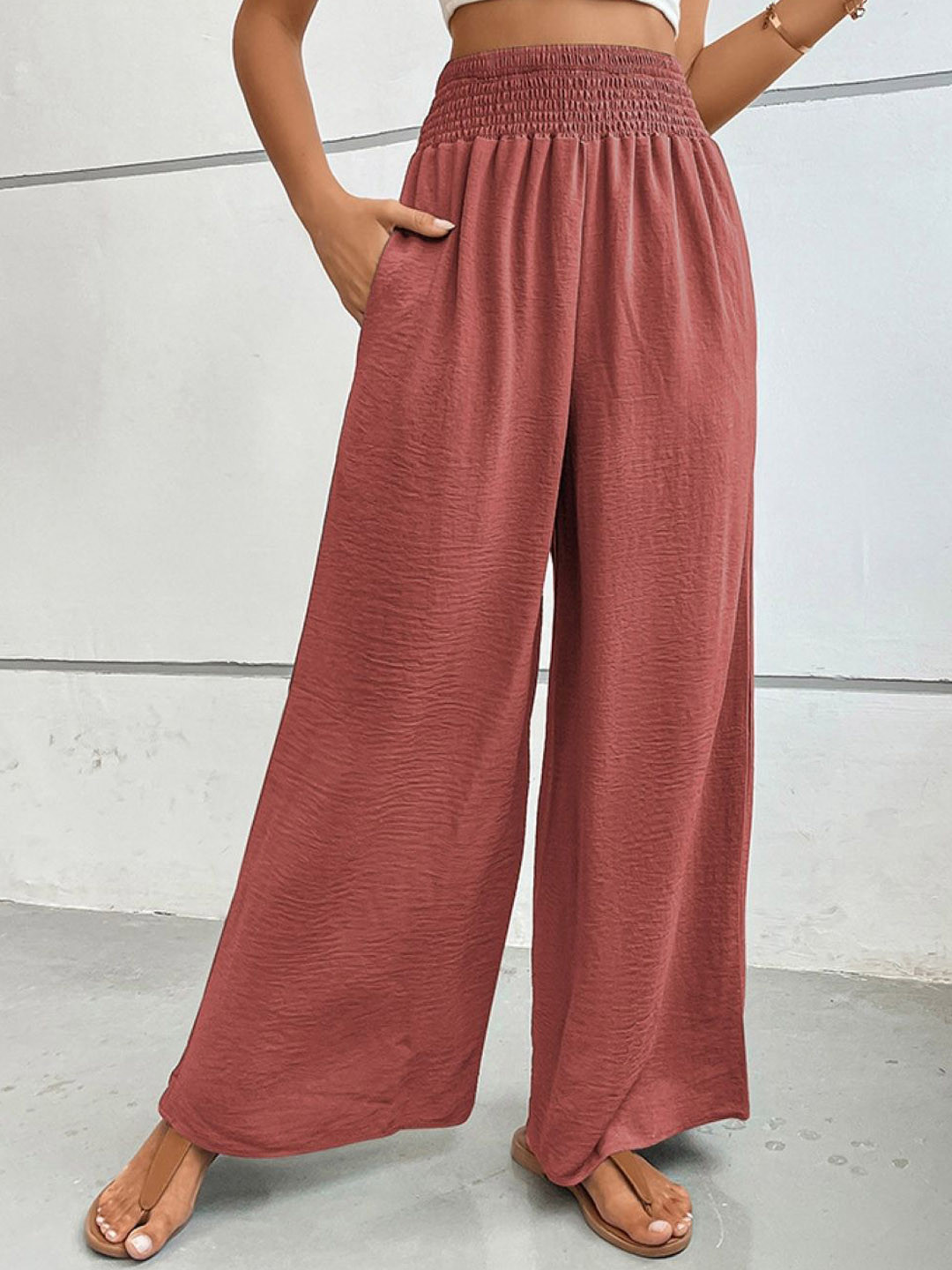 Women Casual Relaxed Fit Wide Leg Trousers