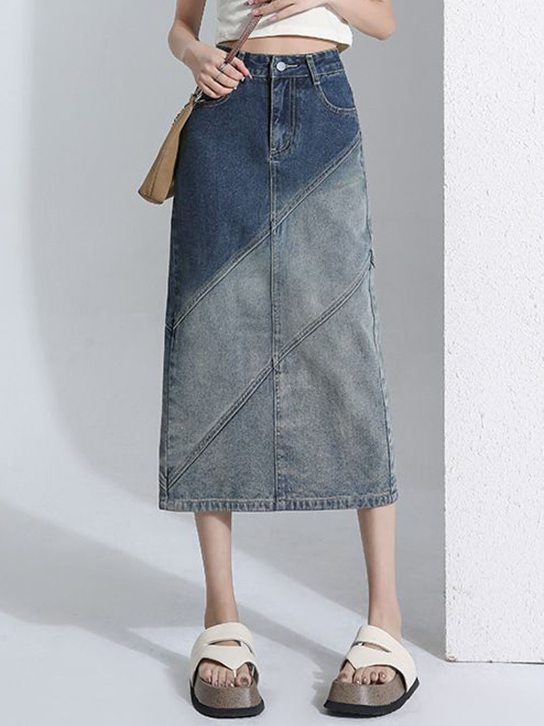 StyleCast x Revolte Women Wide Leg Heavy Fade Jeans
