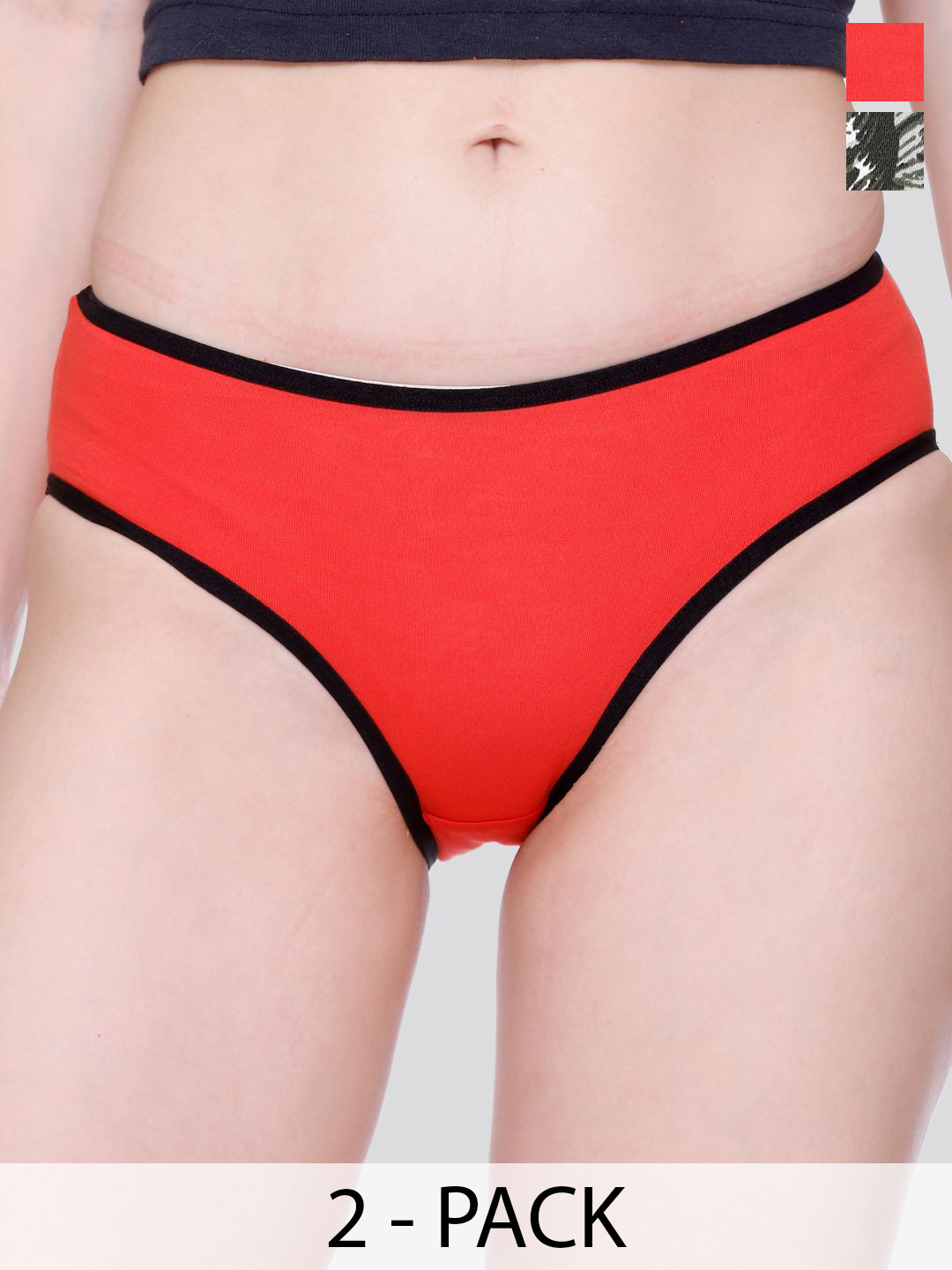 Skidlers Women Pack Of 2 Cotton Hispter Briefs 2SKD-BRIEF-52-PRINT-20-RED-2XL