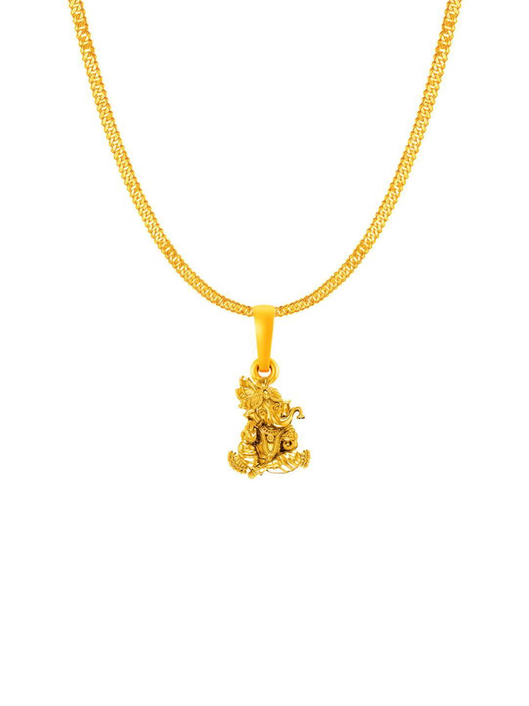 Metronaut 925 Silver 22K Gold-Plated Ganesh Pendants With Curb Chain