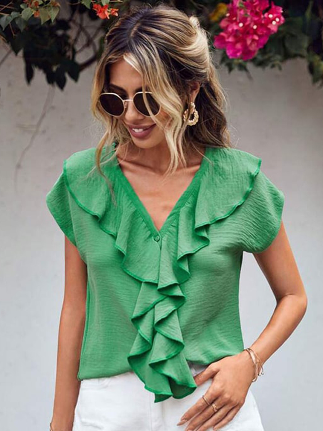 StyleCast x Revolte Women Flutter Sleeve Top