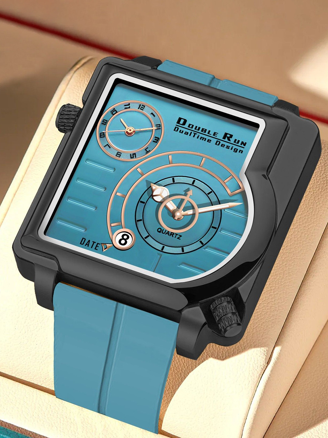 DOUBLERUN Unisex Square Dial & Bracelet Style Straps Analogue Watch H05N31059