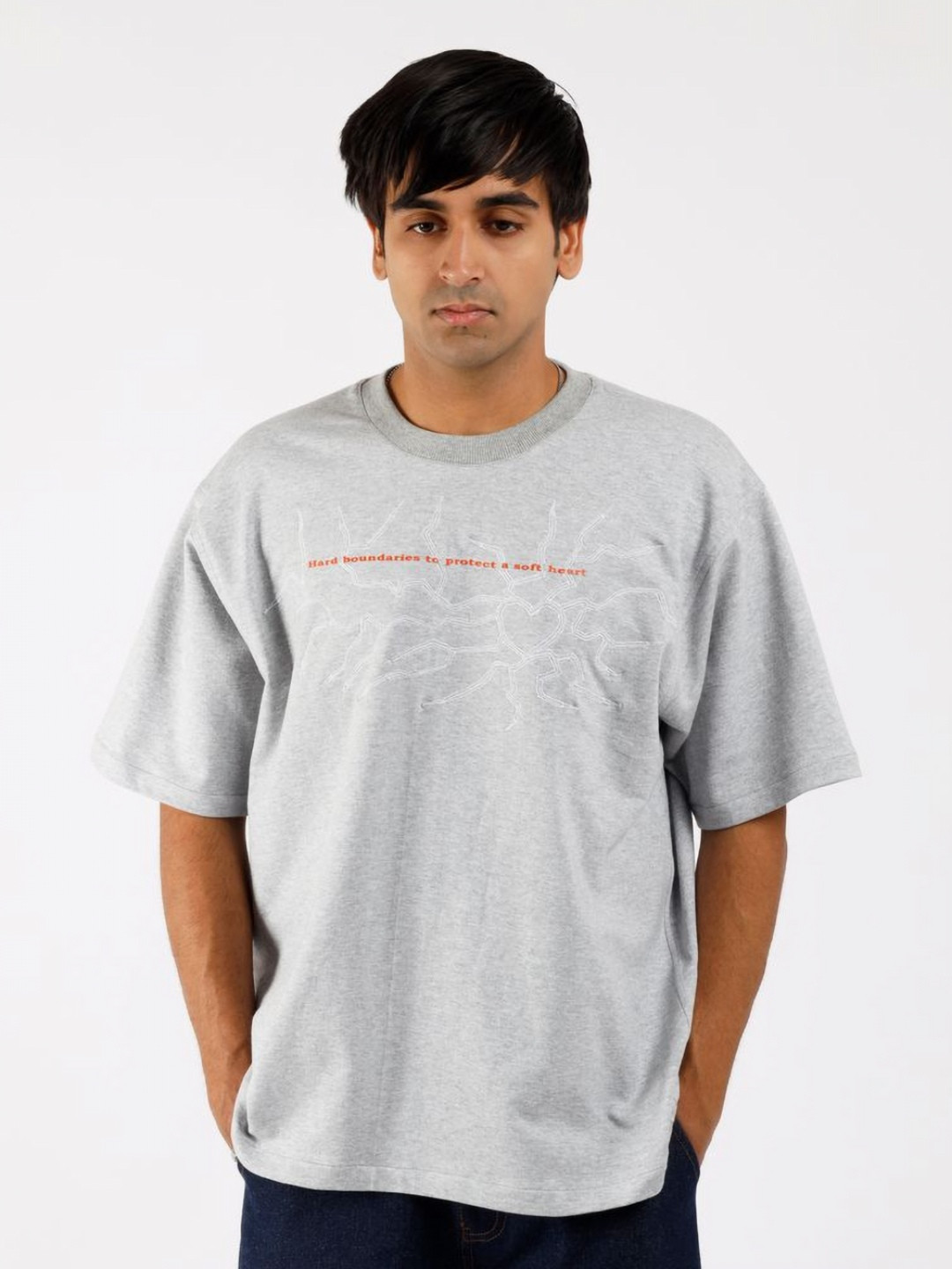 TOFFLE Typography Printed Short Sleeves Boundaries Oversized Pure Cotton Casual T-shirt