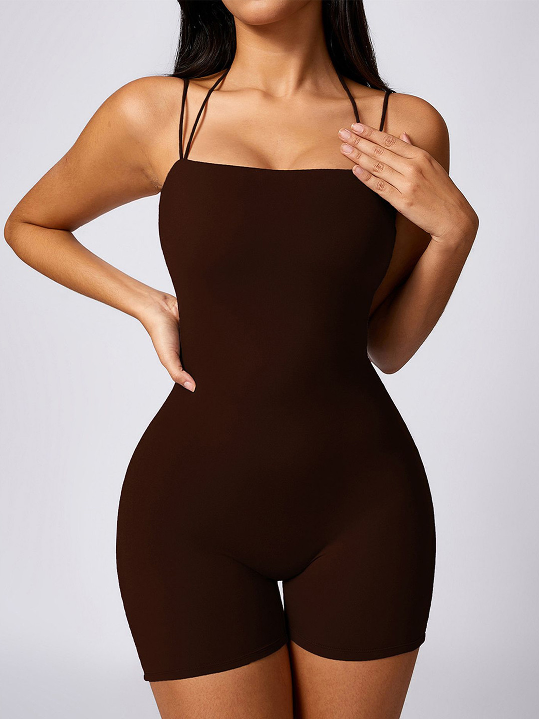 LULU & SKY Strappy Lightly Padded Sports Playsuit Jumpsuit