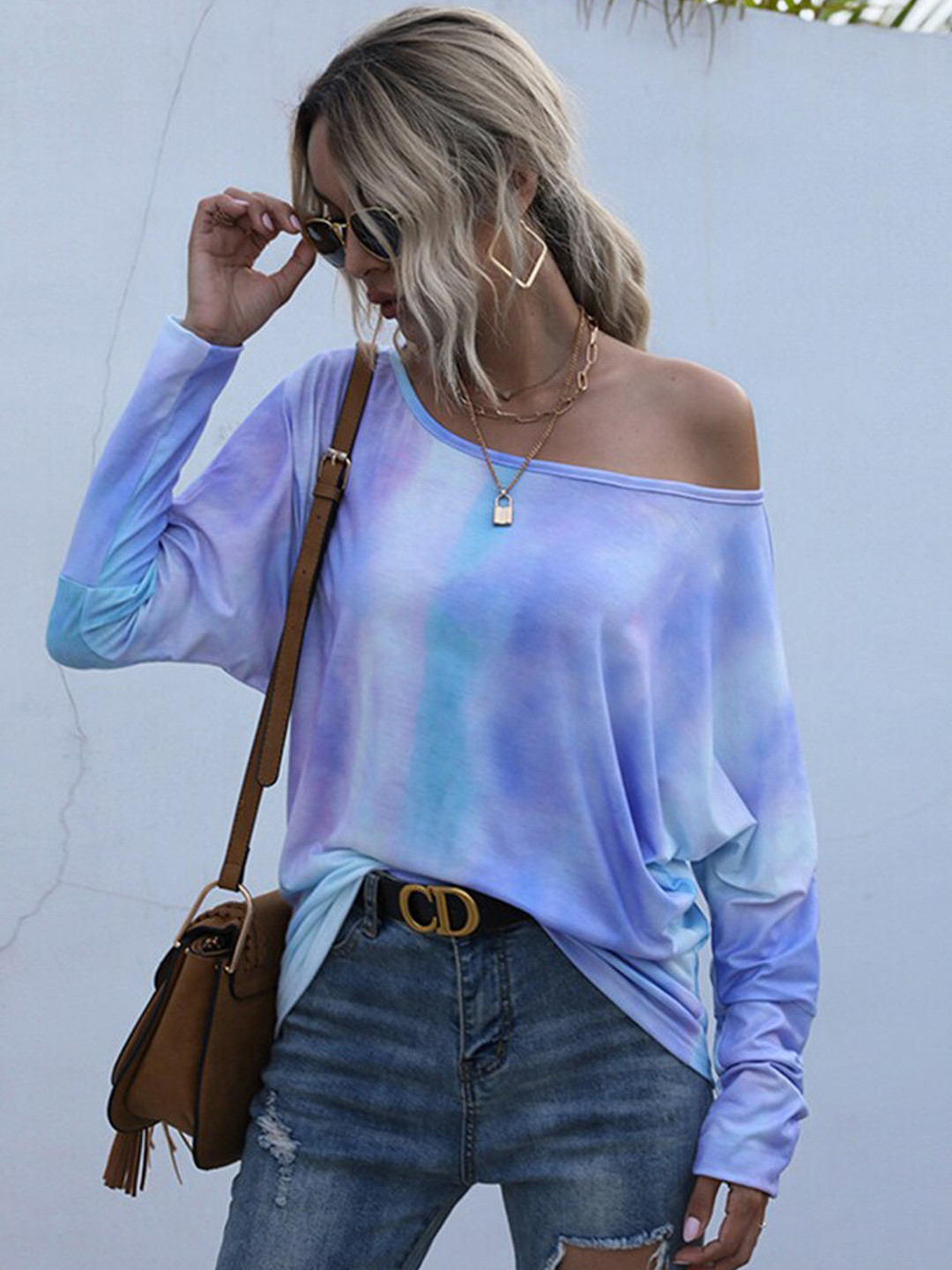 StyleCast Women Purple & Blue Styled Back Top