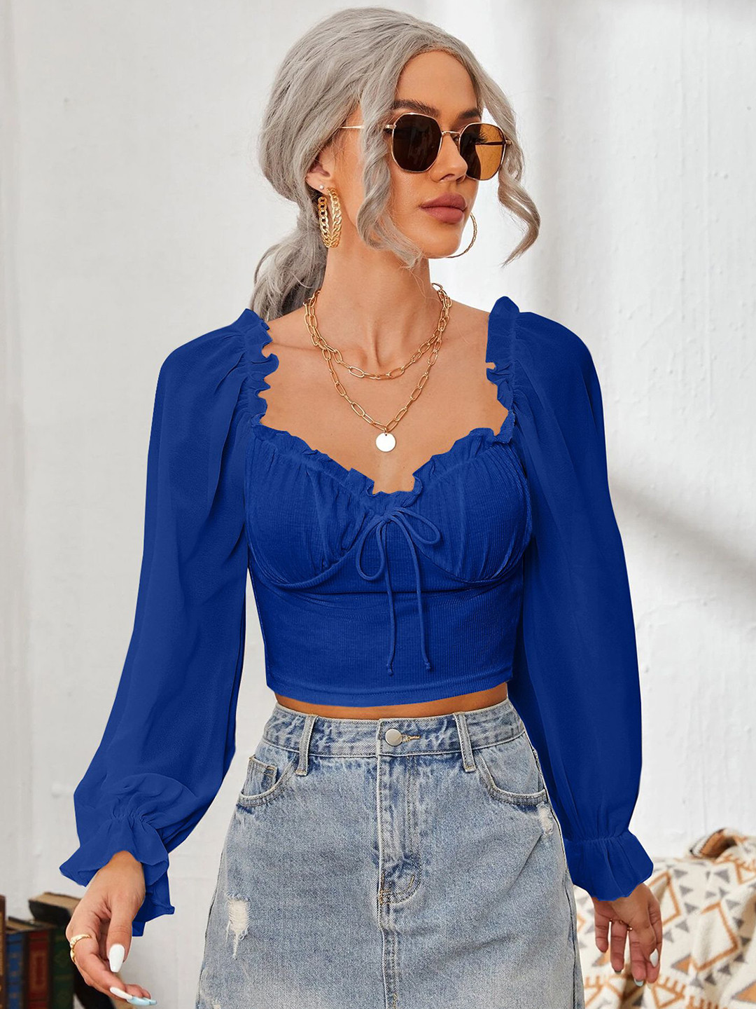 StyleCast x Revolte Women Sweetheart Neck Puff Sleeve Ruffles Tank Top