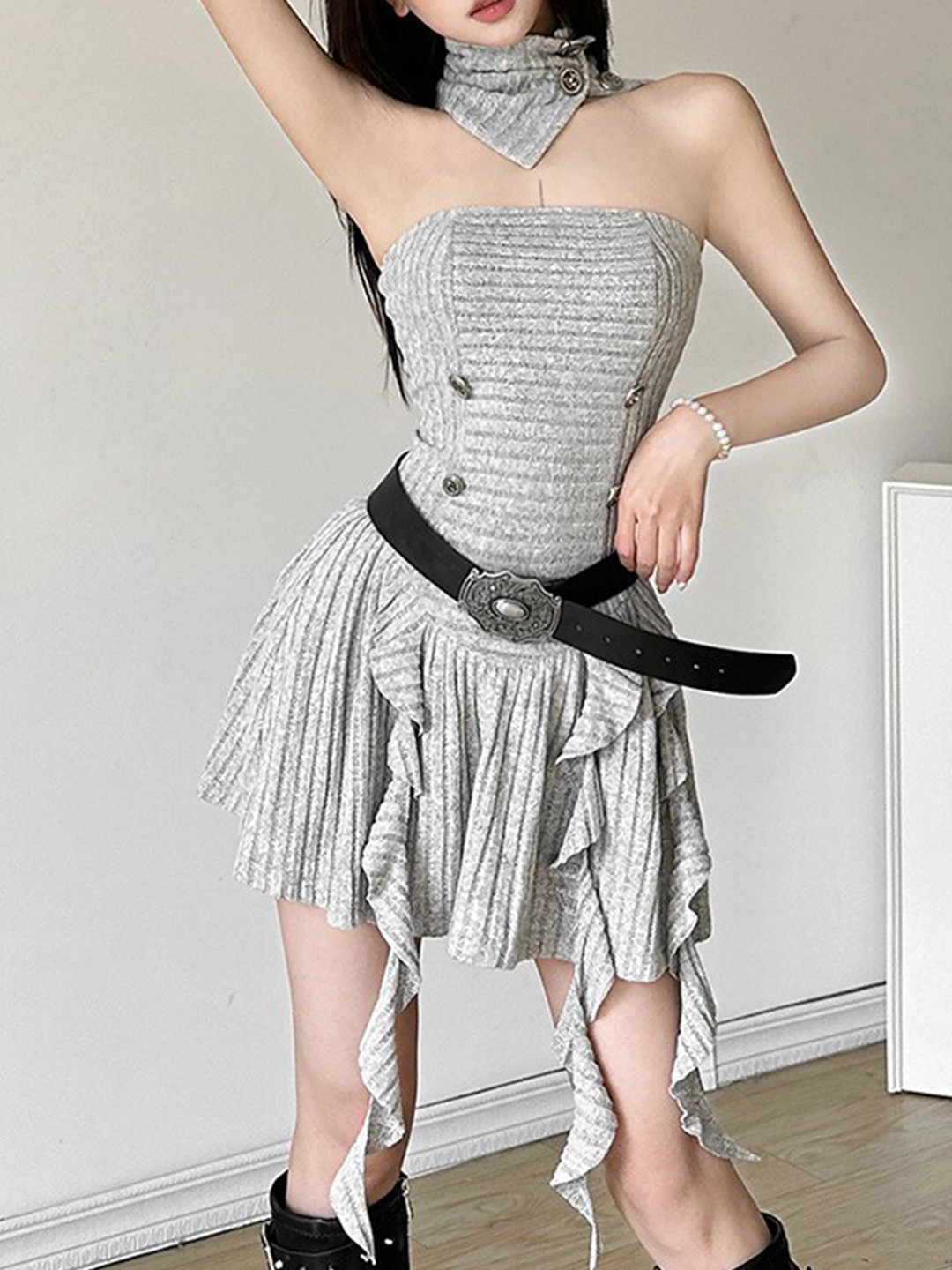 StyleCast Ruffled Off-Shoulder Fit & Flare Mini Dress