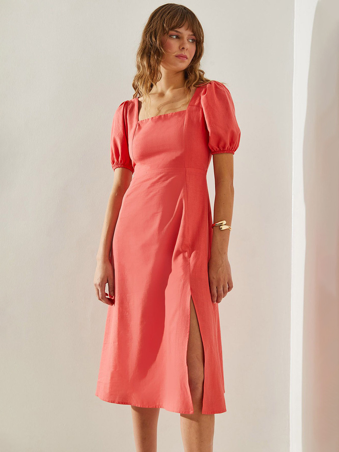BIANCO LUCCI Puff Sleeves A-Line Dress