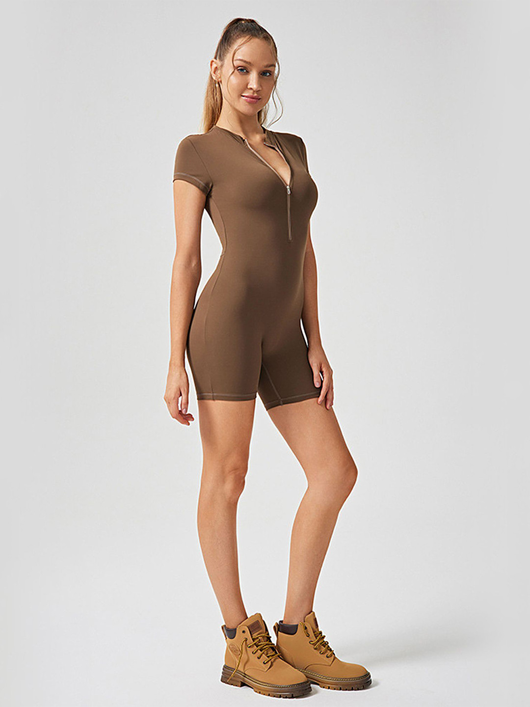 LULU & SKY Mandarin Collar Sports Playsuit