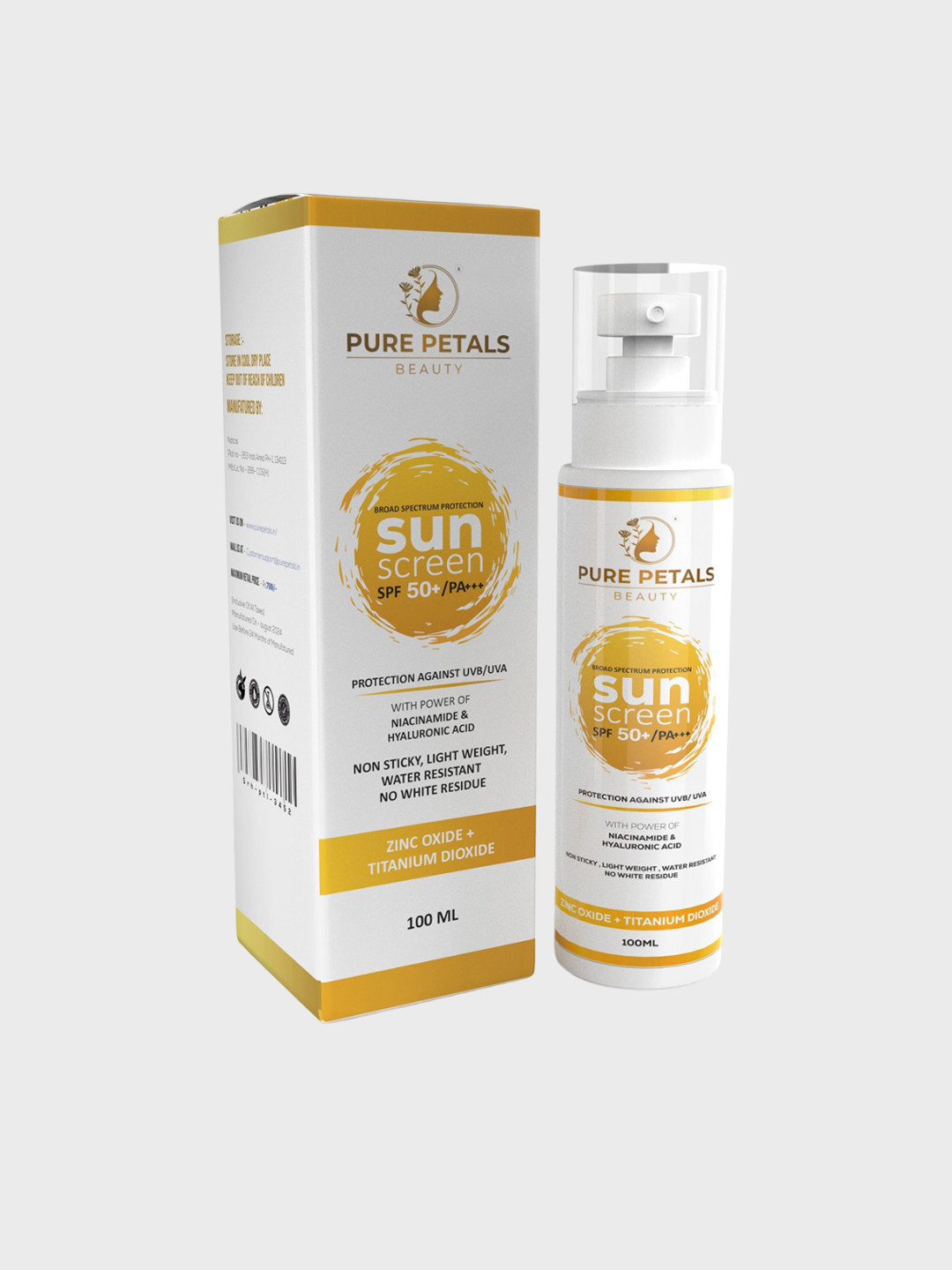PURE PETALS Sunscreen Lotion SPF50+ PA+++ With Zinc Oxide - 100 ml