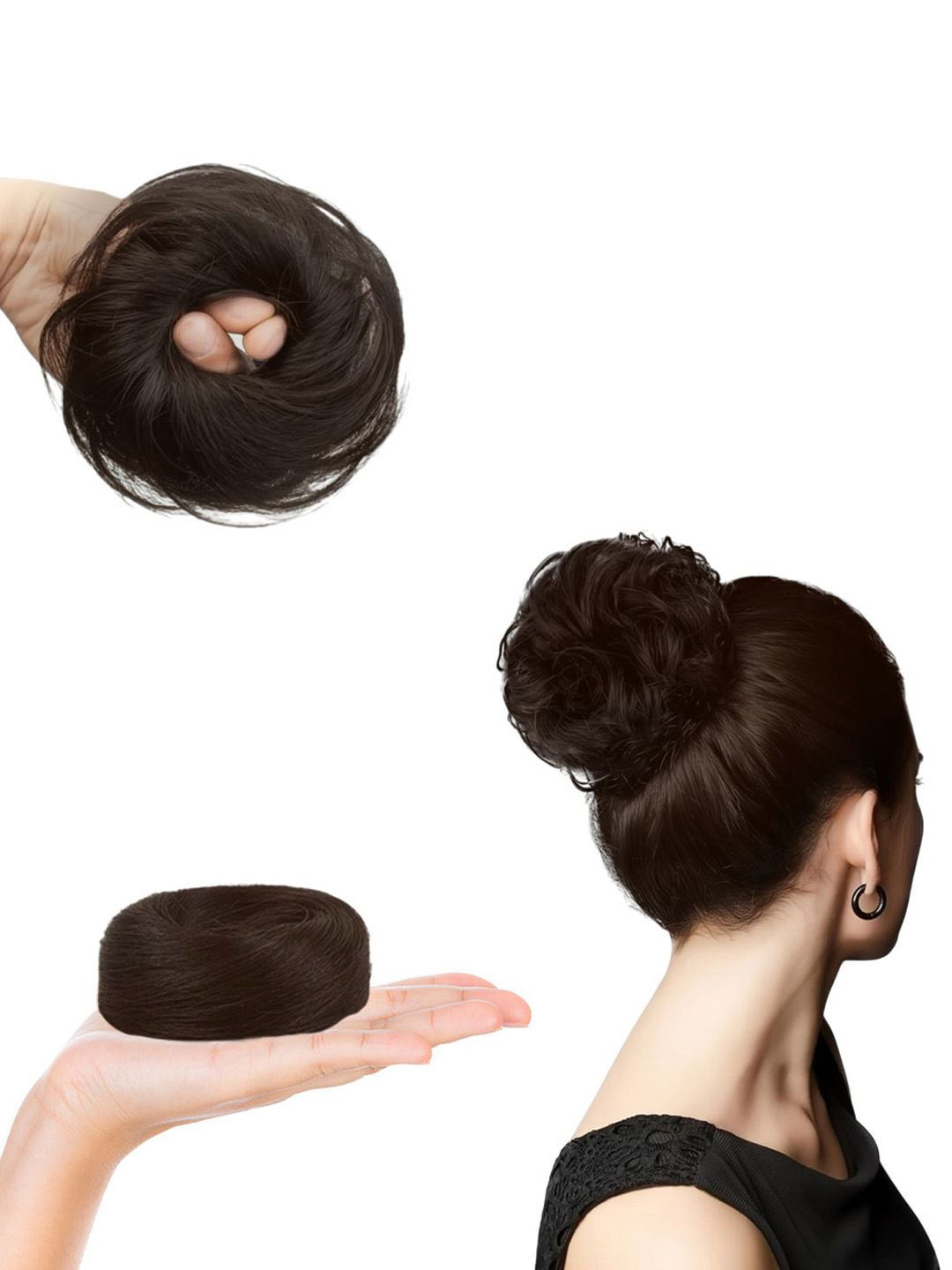 VIEWS Halo Wavy Bun Long Lasting Hair Extension - Brown - 4 Inch