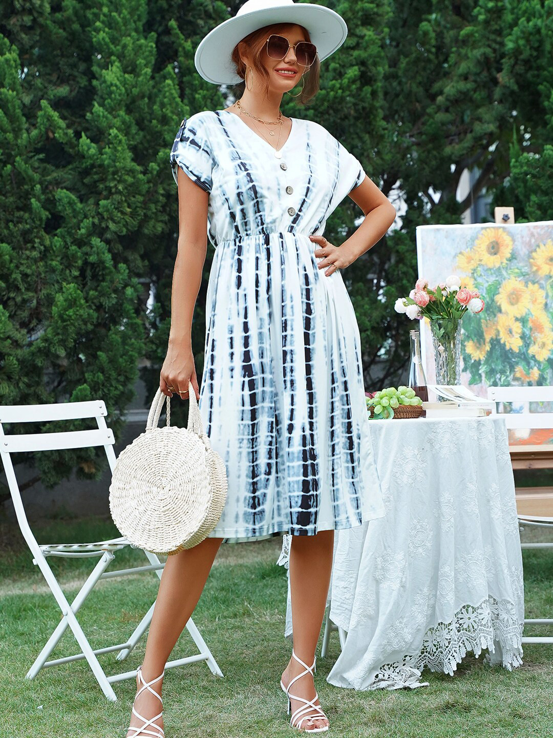 StyleCast Tie and Dyed Fit & Flare Holi Dress