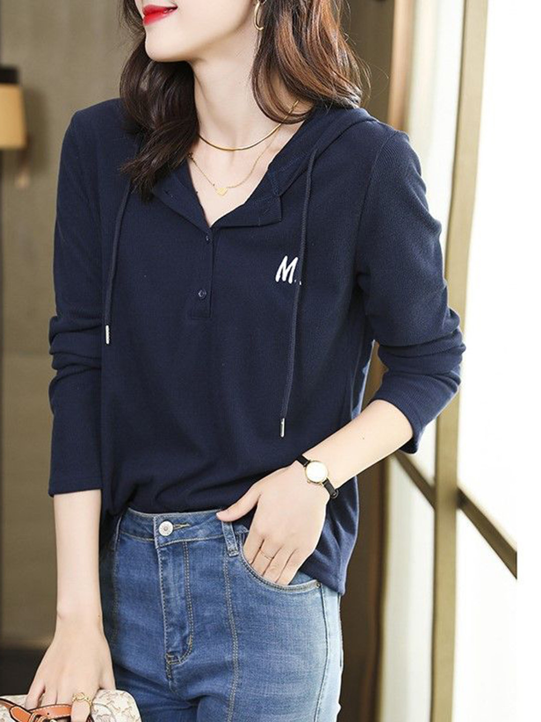 StyleCast Women Solid Hood T-shirt