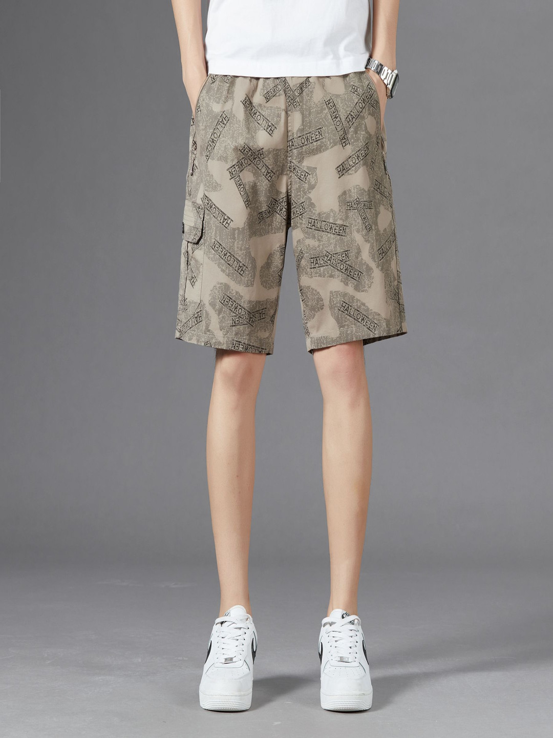 StyleCast x Revolte Men Graphic Printed Cargo Shorts