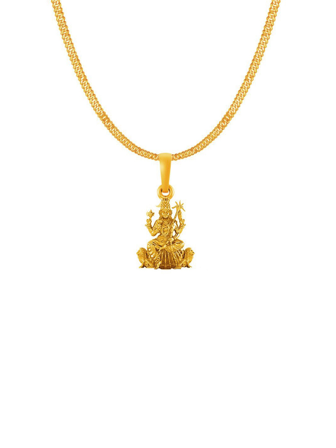Metronaut 925 Silver 22K Gold-Plated Kamakshi Devi Pendants With Curb Chain