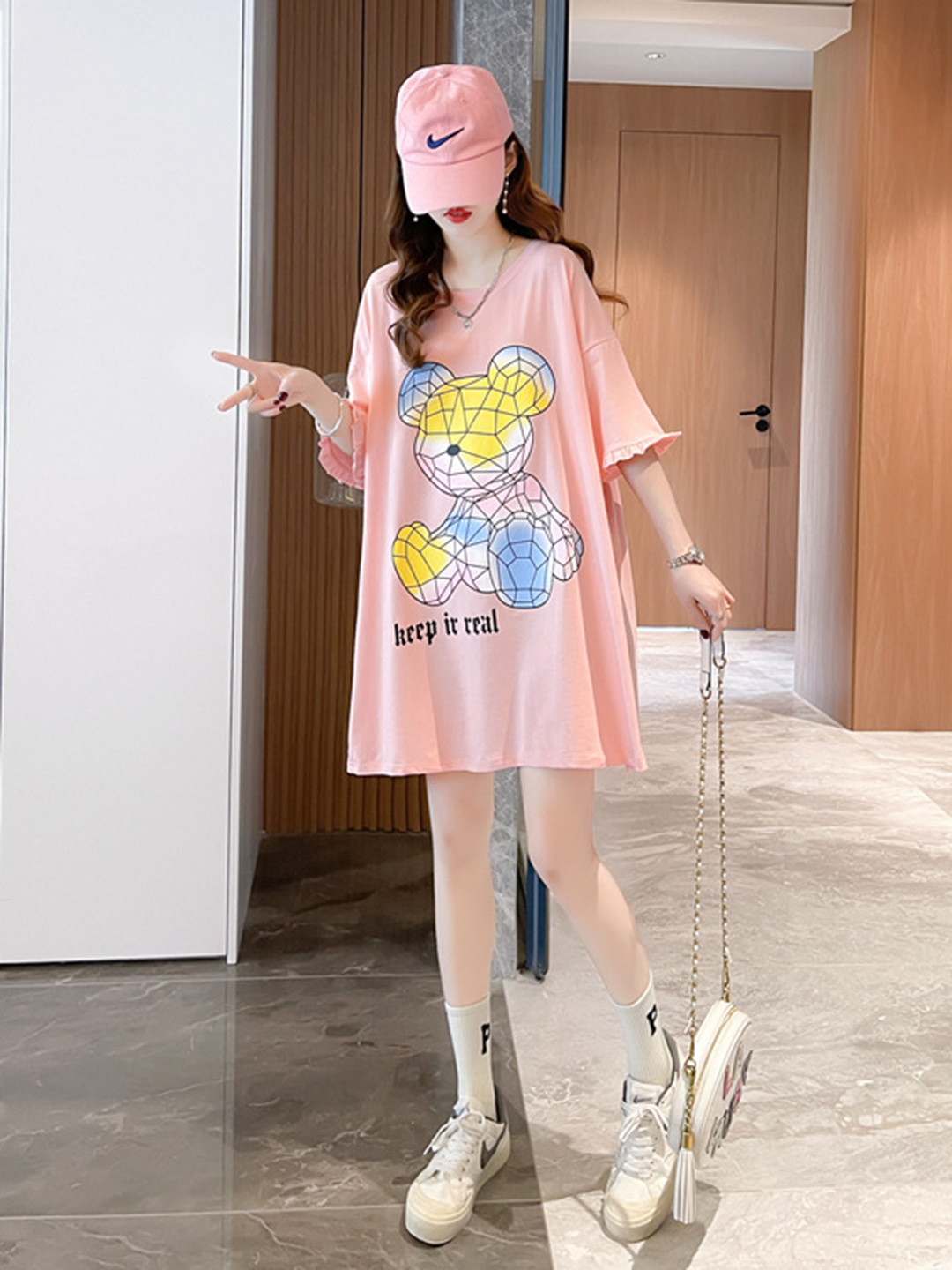 StyleCast Pink Graphic Printed Mini T-Shirt Dress