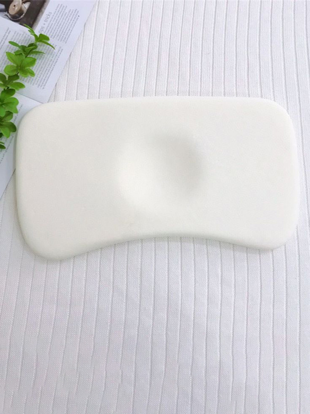 SPEN CANDELS Infants White & Blue Printed Baby Head Shaping Pillow