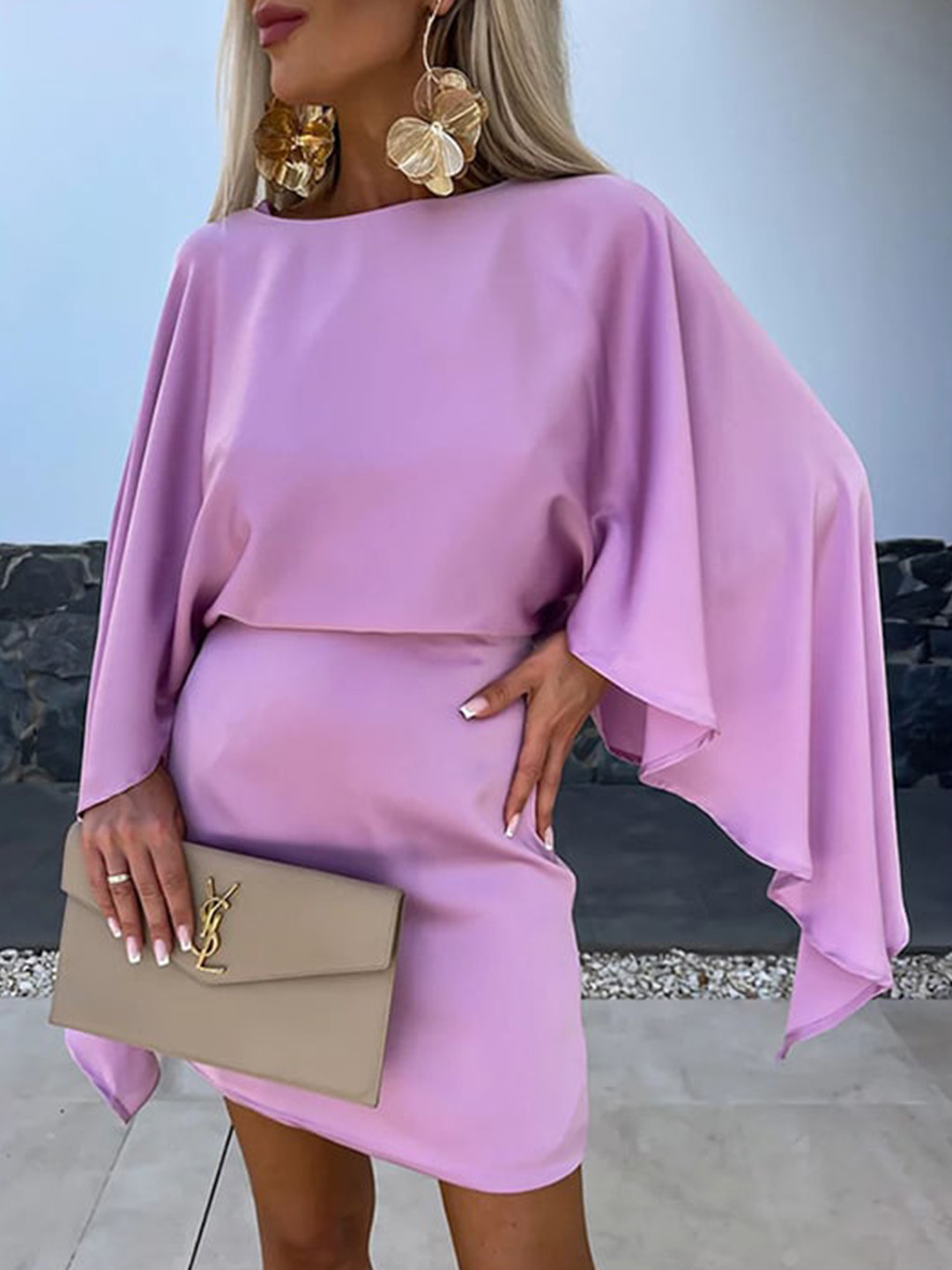 StyleCast x Revolte Cape Sleeves Sheath Dress