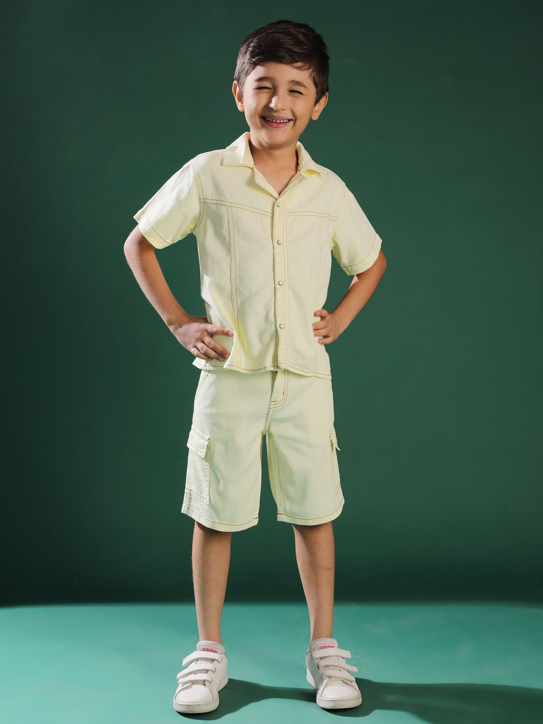 TALES & STORIES Boys Short Sleeves Pure Cotton Shirt With Shorts