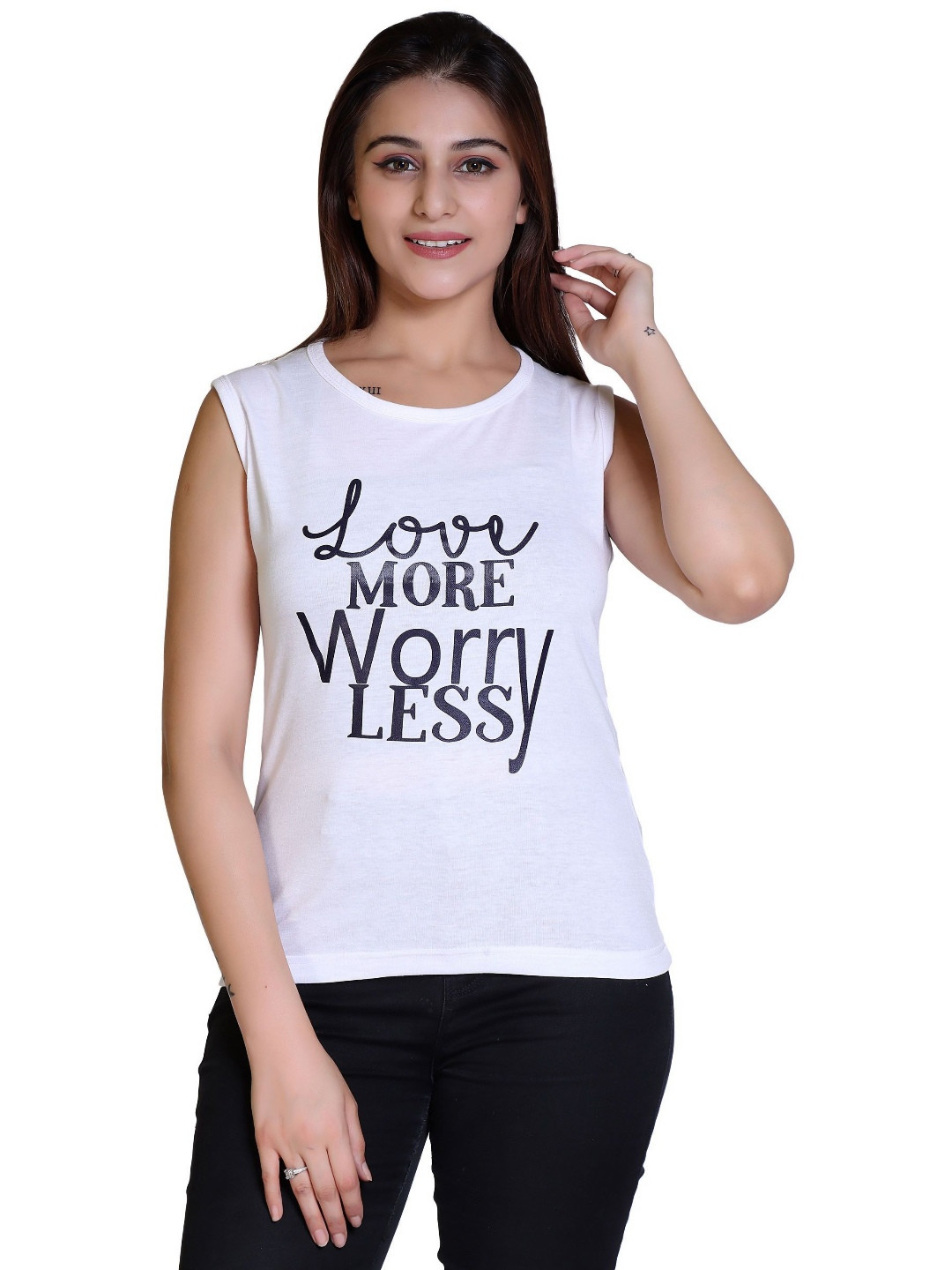Ogarti Women Typography Cut Outs T-shirt