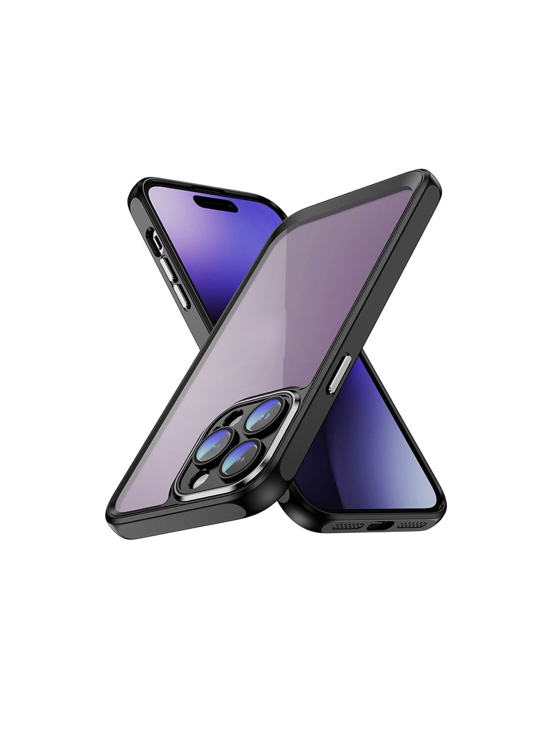 QRIOH iPhone 15 Pro Max Black Hybrid Clear Case