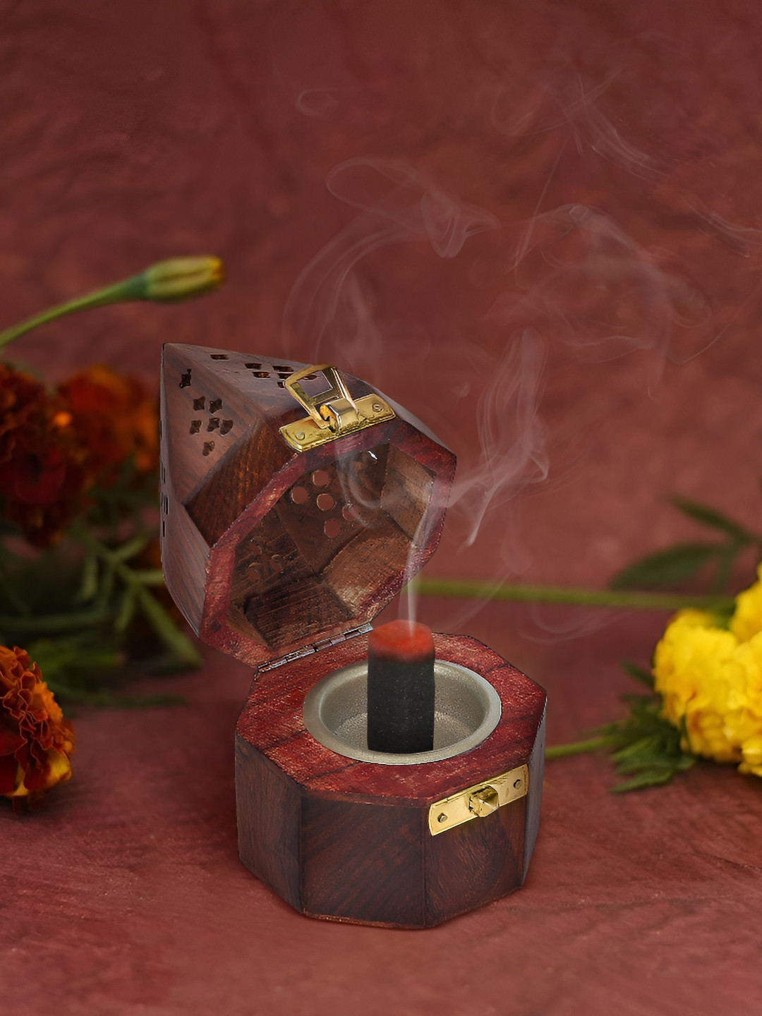 DigiRake Brown Wooden Octagon Dhoop Dani