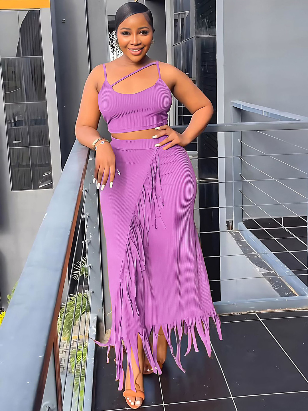 LULU & SKY Strap Shoulder Sleeveless Crop Top with Maxi  Skirt