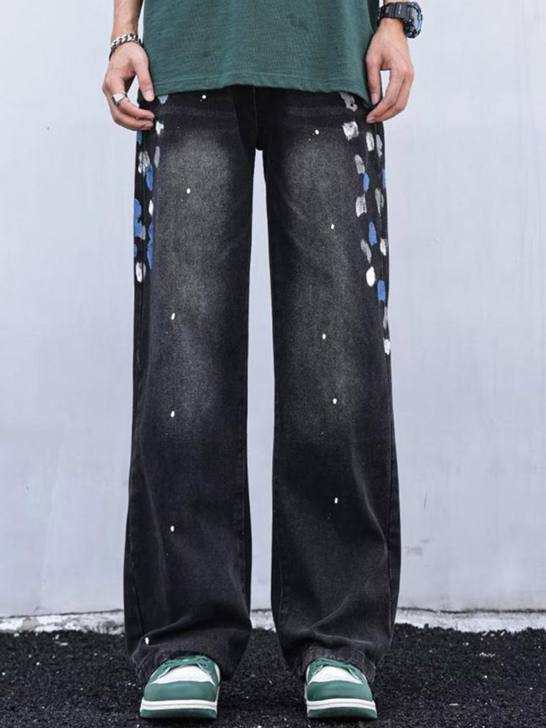 StyleCast x Revolte Men Wide Leg Dark Shade Jeans