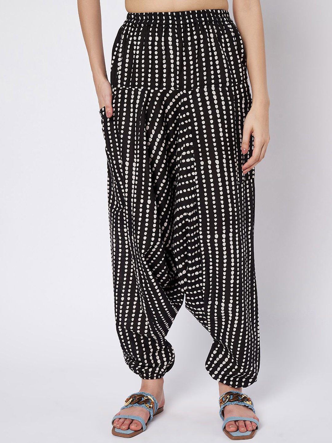 9rasa Women Loose Fit Printed Cotton Harem Pants