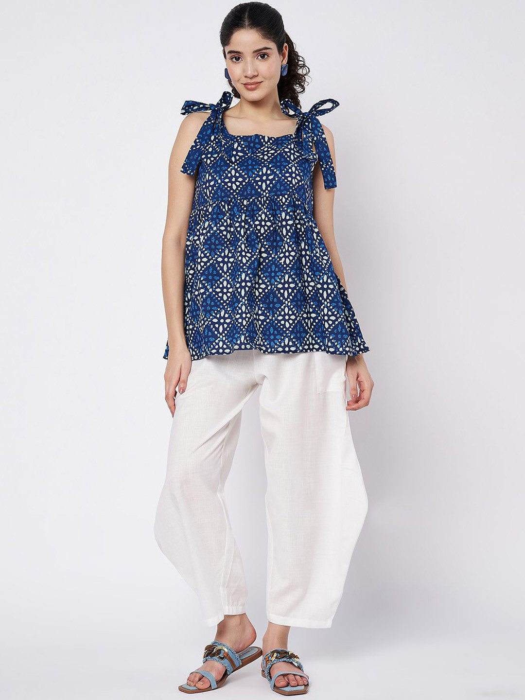 9rasa Side Cowl and Printed Peplum Co-ord