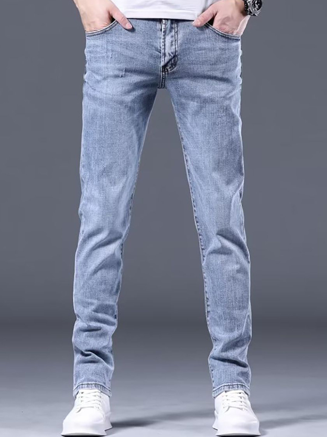StyleCast x Revolte Men Mid-Rise Skinny Fit Light Fade Jeans