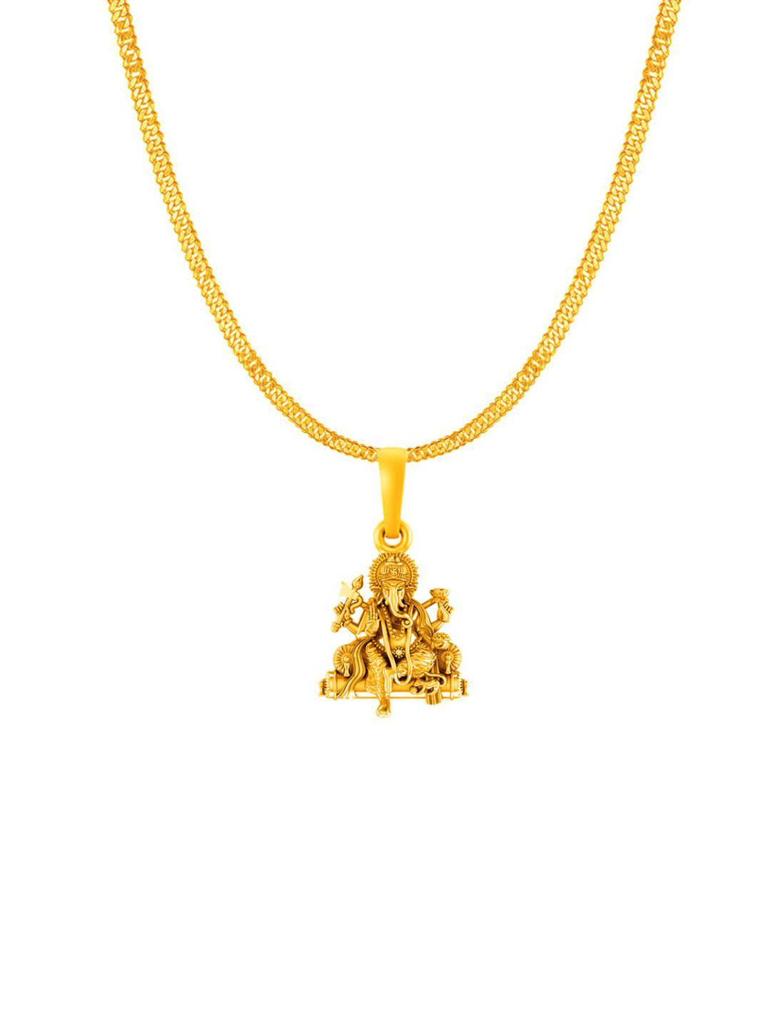 Metronaut 925 Silver 22K Gold-Plated Ganesh Pendants With Curb Chain