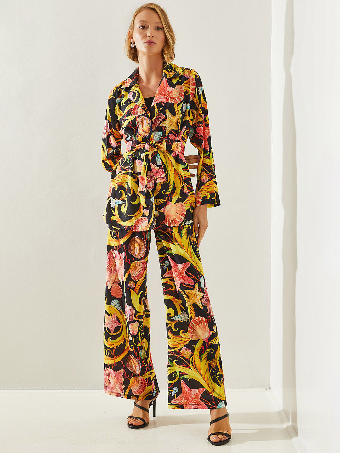 BIANCO LUCCI Printed Coat & Trousers Co-Ords Set