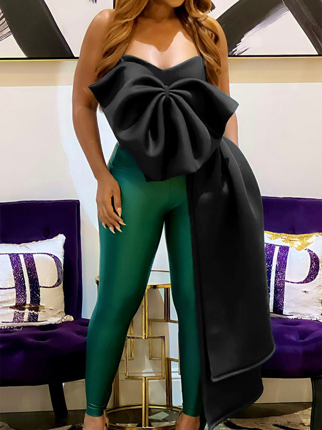 LULU & SKY Black Bow Detail Top