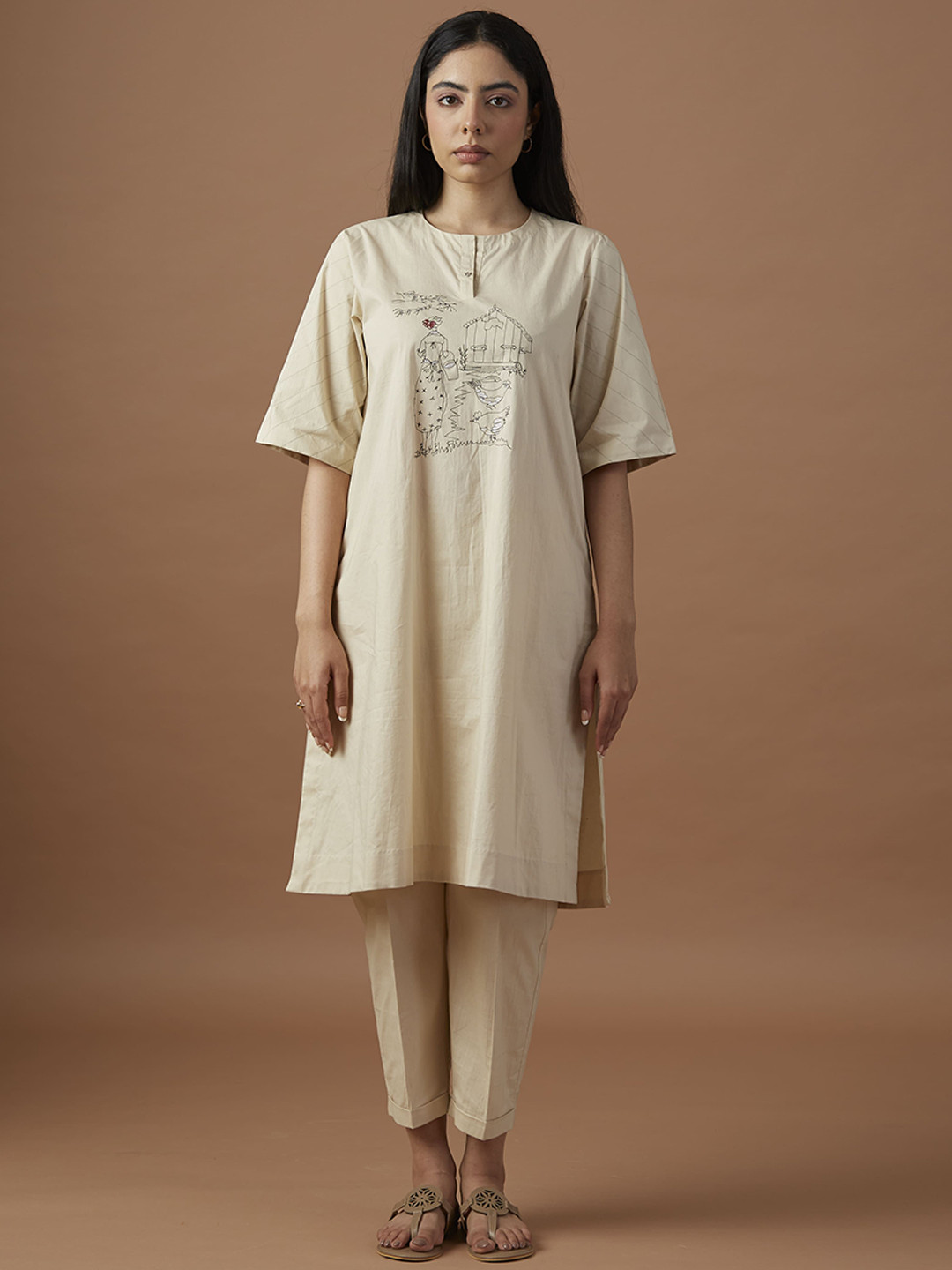Raas by Ekta Tia & Her Hut Embroidered Pure Cotton Top With Trousers Co-Ords